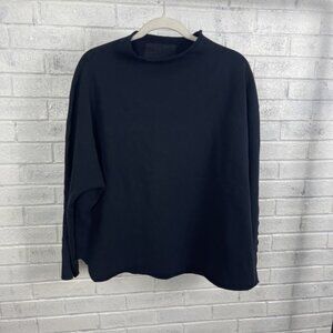 Frank & Eileen Effie Funnel Neck Capelet Top Womens M Black Minimalist Luxe